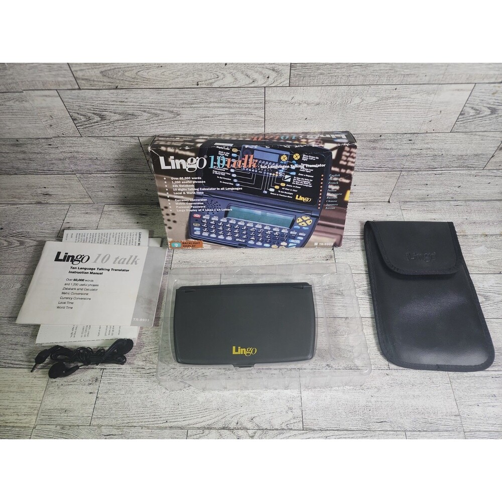 Vintage LINGO Talking Translator 10 Languages TR-9903 Handheld w/ Accessories